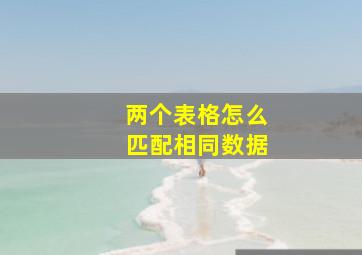 两个表格怎么匹配相同数据