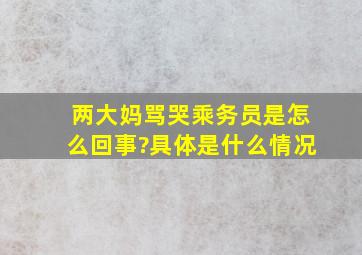 两大妈骂哭乘务员是怎么回事?具体是什么情况