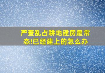 严查乱占耕地建房是常态!已经建上的怎么办