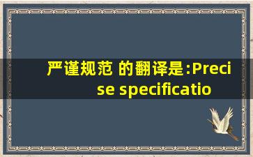 严谨,规范 的翻译是:Precise specifications 中文翻译英文意思...