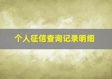 个人征信查询记录明细