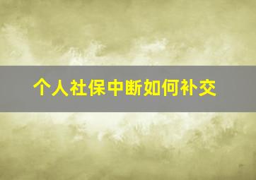 个人社保中断如何补交