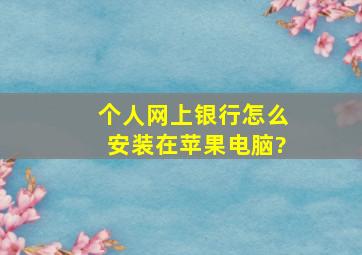 个人网上银行怎么安装在苹果电脑?