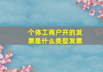 个体工商户开的发票是什么类型发票