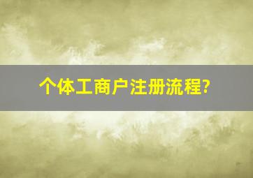 个体工商户注册流程?