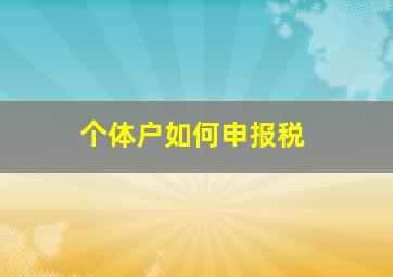 个体户如何申报税