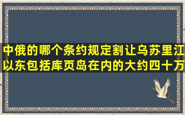 中俄的哪个条约规定割让乌苏里江以东包括库页岛在内的大约四十万平方公...