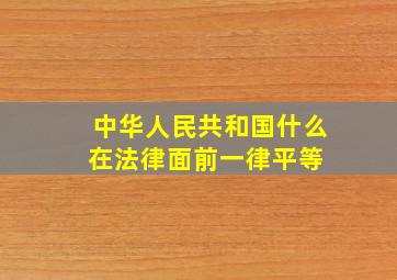 中华人民共和国什么在法律面前一律平等 