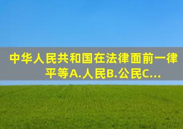 中华人民共和国在法律面前一律平等。A.人民B.公民C...