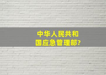 中华人民共和国应急管理部?