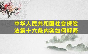 中华人民共和国社会保险法第十六条内容如何解释(