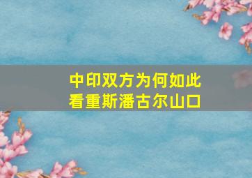 中印双方为何如此看重斯潘古尔山口