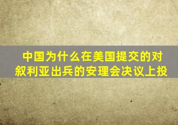 中国为什么在美国提交的对叙利亚出兵的安理会决议上投