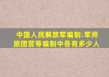 中国人民解放军编制:军、师、旅、团、营等编制中各有多少人