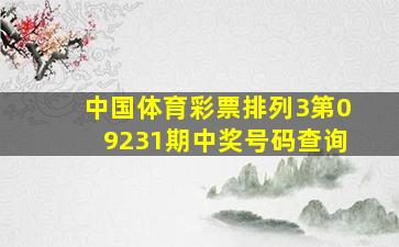 中国体育彩票排列3第09231期中奖号码查询