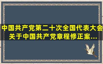 中国共产党第二十次全国代表大会关于《中国共产党章程(修正案...