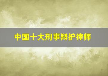 中国十大刑事辩护律师