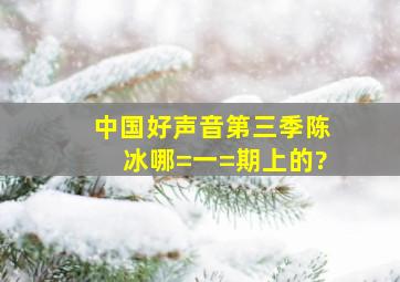 中国好声音第三季陈冰哪=一=期上的?