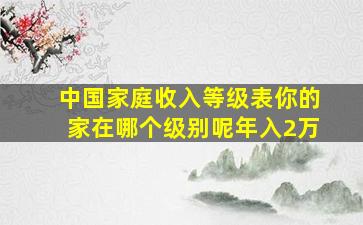 中国家庭收入等级表,你的家在哪个级别呢年入2万