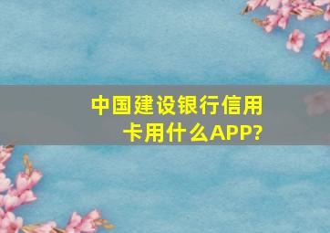 中国建设银行信用卡用什么APP?