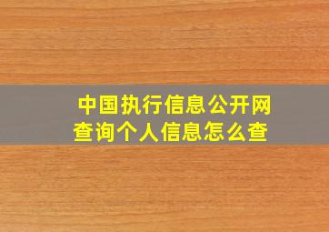 中国执行信息公开网查询个人信息怎么查 