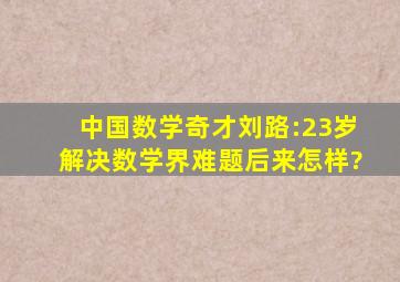 中国数学奇才刘路:23岁解决数学界难题,后来怎样?