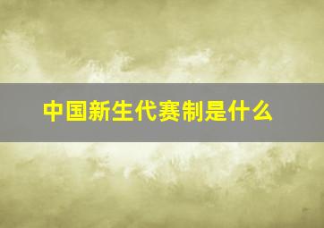 中国新生代赛制是什么