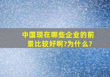 中国现在哪些企业的前景比较好啊?为什么?