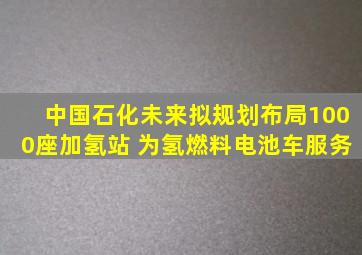 中国石化未来拟规划布局1000座加氢站 为氢燃料电池车服务