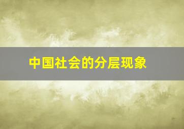 中国社会的分层现象 