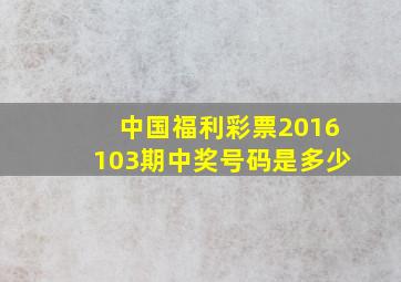 中国福利彩票2016103期中奖号码是多少