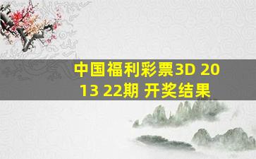 中国福利彩票3D 2013 22期 开奖结果