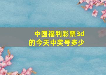 中国福利彩票3d的今天中奖号多少