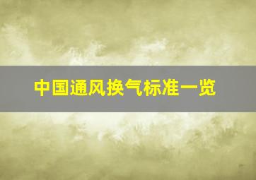 中国通风换气标准一览