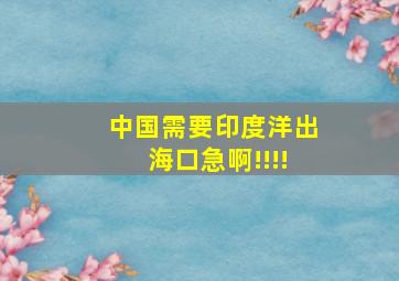 中国需要印度洋出海口,急啊!!!!