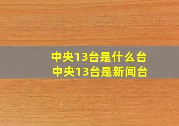 中央13台是什么台 中央13台是新闻台