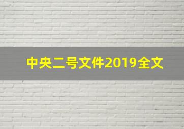 中央二号文件2019全文 