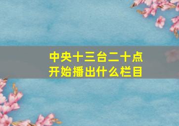 中央十三台二十点开始播出什么栏目