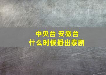 中央台 安徽台什么时候播出泰剧