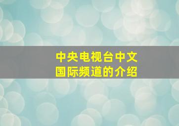 中央电视台中文国际频道的介绍