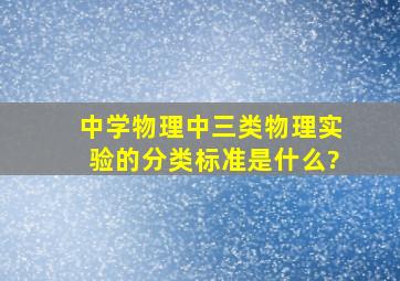 中学物理中,三类物理实验的分类标准是什么?