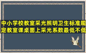 中小学校教室采光照明卫生标准规定教室课桌面上采光系数最低不低于