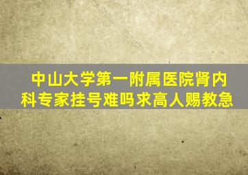 中山大学第一附属医院肾内科专家挂号难吗求高人赐教急(