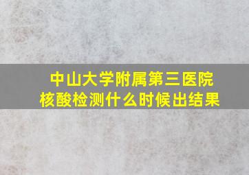 中山大学附属第三医院核酸检测什么时候出结果(