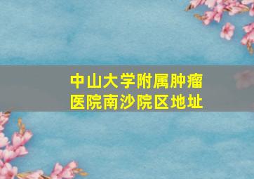 中山大学附属肿瘤医院南沙院区地址