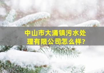 中山市大涌镇污水处理有限公司怎么样?