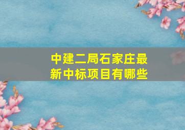 中建二局石家庄最新中标项目有哪些