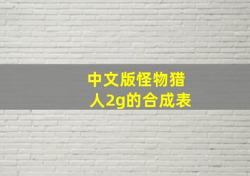 中文版怪物猎人2g的合成表。