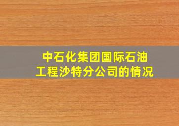 中石化集团国际石油工程沙特分公司的情况