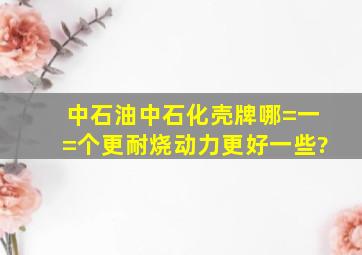 中石油、中石化、壳牌、哪=一=个更耐烧动力更好一些?